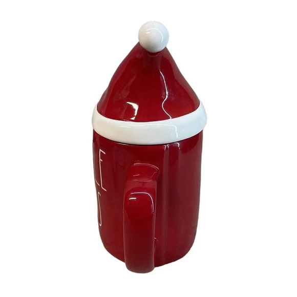 New Rae‎ Dunn "Jingle Bells" Red Christmas Mug with Santa Hat Top - Picture 3 of 6